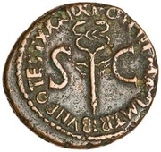 As - Tiberius PONTIF MAXIM TRIBVN POTEST XXXIIX large S C, Rome, 36-37 reverse image