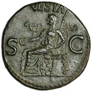 As - Caligula VESTA S C; Vesta, Rome, 37-38 reverse image