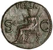 As - Caligula VESTA S C; Vesta, Rome, 40-41 reverse image