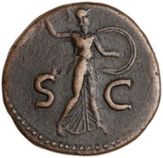 As - Claudius S C; Minerva, Rome, 50-54 reverse image