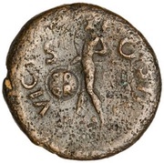 As - Vitellius VICTORIA AVGVST S C; Victory, Rome, 69 reverse image