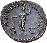 As - Vitellius AEQVITAS AVGVSTI S C; Aequitas, Rome, 69 reverse image