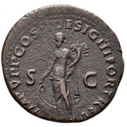 As - Vespasian IMP V P P COS II DESIG III FORT RED S C; Fortuna, Rome, 70 reverse image