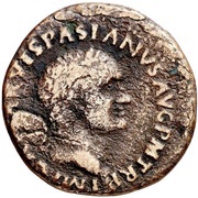 As - Vespasian IMP V P P COS II DESIG III S C; Aequitas obverse image