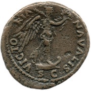 As - Vespasian VICTORIA NAVALIS S C; Victory, Rome, 71 reverse image
