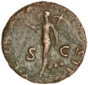 As - Vespasian VICTORIA AVGVSTI S C; Victory, Rome, 71 reverse image