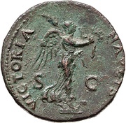 As - Vespasian VICTORIA NAVALIS S C; Victory, Rome, 71 reverse image