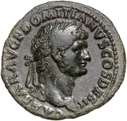 As - Domitian VICTORIA AVGVSTI S C; Victory obverse image