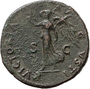 As - Vespasian VICTORIA AVGVSTI S C; Victory, Rome, 72 reverse image