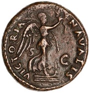 As - Vespasian VICTORIA NAVALIS S C; Victory, Rome, 73 reverse image