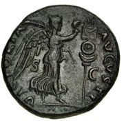 As - Domitian VICTORIA AVGVSTI S C; Victory, Rome, 73 reverse image