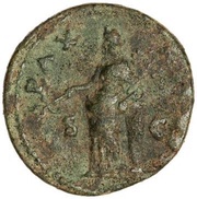 As - Domitian PAX AVGVST S C; Pax, Rome, 73-74 reverse image