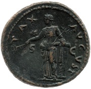 As - Domitian PAX AVGVST S C; Pax, Rome, 73-74 reverse image