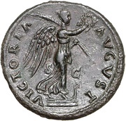 As - Domitian VICTORIA AVGVST S C; Victory, Rome, 73-74 reverse image