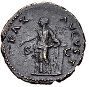 As - Vespasian PAX AVGVST S C; Pax, Rome, 74 reverse image