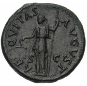 As - Vespasian AEQVITAS AVGVST S C; Aequitas, Rome, 77-78 reverse image