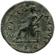 As - Domitian CERES AVGVST S C; Ceres, Rome, 77-78 reverse image