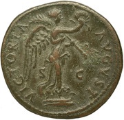 As - Domitian VICTORIA AVGVST S C; Victory, Rome, 77-78 reverse image