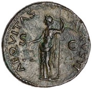 As - Vespasian AEQVITAS AVGVSTI S C; Aequitas, Rome, 77-78 reverse image