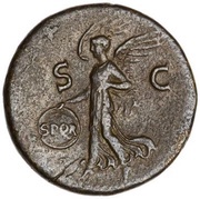 As - Vespasian S C; Victory, Rome, 77-78 reverse image