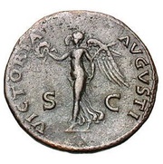 As - Titus VICTORIA AVGVSTI S C; Victory, Rome, 77-78 reverse image