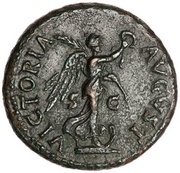 As - Titus VICTORIA AVGVST S C; Victory, Rome, 80-81 reverse image