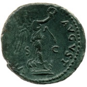 As - Domitian VICTORIA AVGVST S C; Victory, Rome, 80-81 reverse image