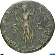 As - Claudius IMP T VESP AVG REST S C; Constantia, Rome, 80-81 reverse image