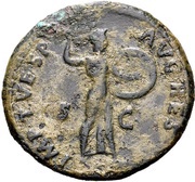 As - Claudius IMP T VESP AVG RES S C; Minerva, Rome, 80-81 reverse image