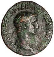 As - Claudius IMP T VESP AVG REST S C; Minerva obverse image