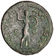 As - Claudius IMP T VESP AVG REST S C; Minerva, Rome, 80-81 reverse image
