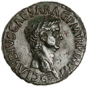 As - Claudius IMP T VESP AVG REST S C; Minerva obverse image