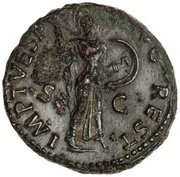 As - Claudius IMP T VESP AVG REST S C; Minerva, Rome, 80-81 reverse image