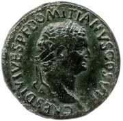 As - Domitian IMP T VESP AVG REST S C; Ceres obverse image