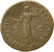 As - Domitian TR P COS VII DES VIII P P S C; Minerva, Rome, 81 reverse image