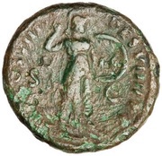As - Domitian TR P COS VIII DES VIIII P P S C; Minerva, Rome, 82 reverse image
