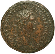 As - Domitian IOVI CONSERVAT S C; Jupiter obverse image