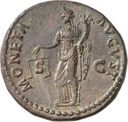 As - Domitian MONETA AVGVST S C; Moneta, Rome, 85 reverse image