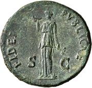 As - Domitian FIDEI PVBLICAE S C; Fides, Rome, 85 reverse image