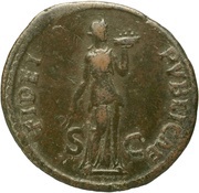 As - Domitian FIDEI PVBLICAE S C; Fides, Rome, 85 reverse image