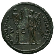 As - Domitian VICTORIAE AVGVSTI S C; Victory, Rome, 85 reverse image