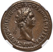 As - Domitian VIRTVTI AVGVSTI S C; Virtus obverse image