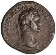 As - Domitian VIRTVTI AVGVSTI S C; Virtus obverse image