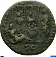 As - Domitian COS XIIII LVD SAEC FEC S C; Tiber, Rome, 88 reverse image