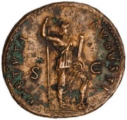 As - Domitian VIRTVTI AVGVSTI S C; Virtus, Rome, 88-89 reverse image