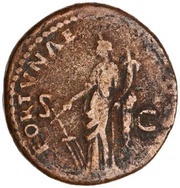 As - Domitian FORTVNAE AVGVSTI S C; Fortuna, Rome, 90-91 reverse image