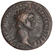 As - Domitian VIRTVTI AVGVSTI S C; Virtus obverse image