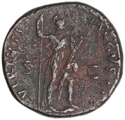 As - Domitian VIRTVTI AVGVSTI S C; Virtus, Rome, 92-94 reverse image