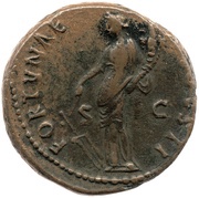 As - Domitian FORTVNAE AVGVSTI S C; Fortuna, Rome, 95-96 reverse image