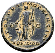 As - Trajan S P Q R OPTIMO PRINCIPI S C ARAB ADQVIS; Arabia, Rome, 103-111 reverse image